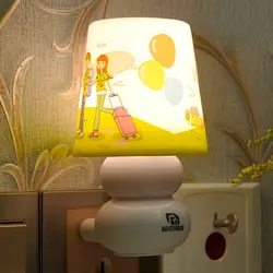 США Plug милый мультфильм характер светодиодный ночник романтическая пара печатных jar дымоход детская кровать аллеи веранда лампа Декор
