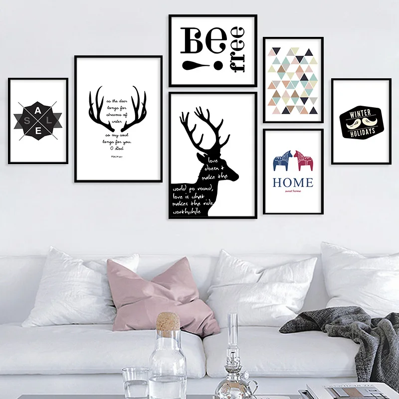 

Nordic Style Canvas Painting Motivational Poster Print Geometry Deer Wall Art Canvas Painting Picture for Living Room Home Decor