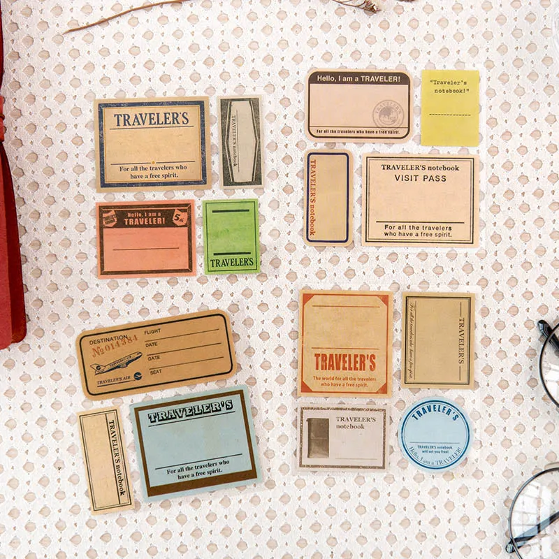 15Pcs/Set Vintage Stamp Sticker Paper Adhesive Stickers Travel Journal Label Sticker For Kids Scrapbooking Diary Photos Albums