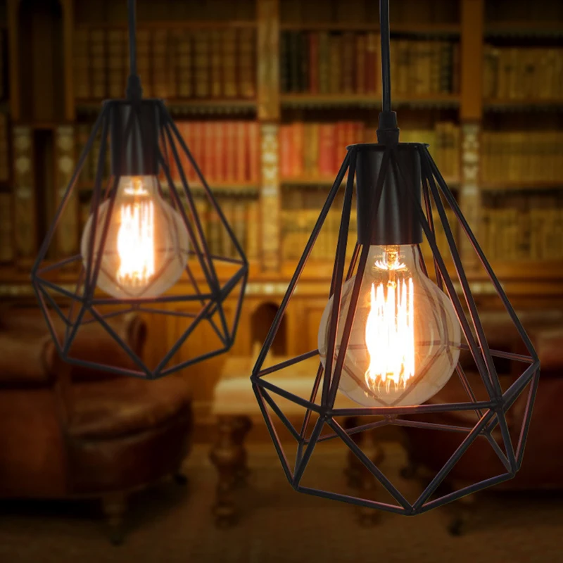 

Iron Creative Diamond Cage Sconce Small Hanging Lamp Bar Bedroom Restaurant Light Cover Home Decoration