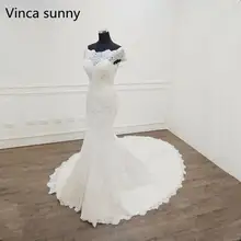 Vestido De Novia свадебное платье русалки с вырезом лодочкой и коротким рукавом свадебное платье Robe mariee сексуальное кружевное свадебное платье