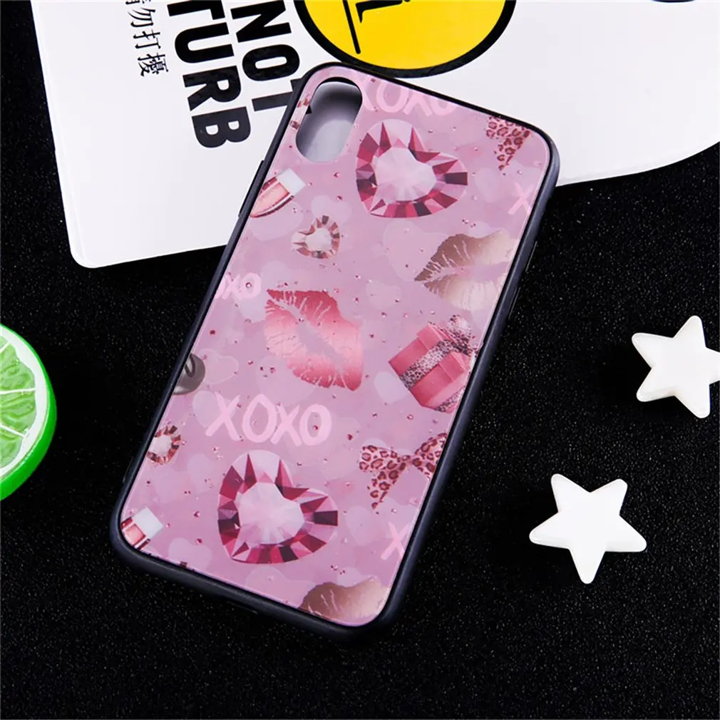 Lip Pattern Aurora Glass Phone Case Cover Shell Cellphone Case Protection Man Woman Fashion Accessories,Mobile Phone