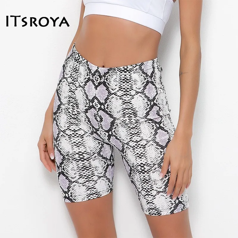 

Yoga Shorts Women Skinny Snake Print High Waist Fitness Leggings Sport Shorts For Women Slim Gym Tights Workout Shorts