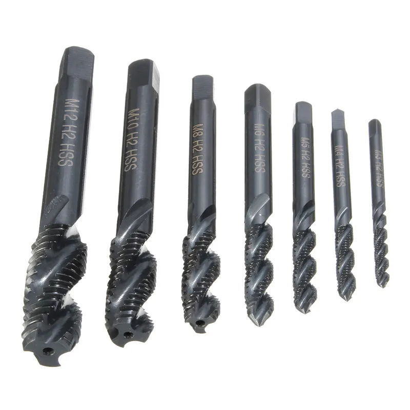 Manuais de Alta m6 m8 M10 M12 Hss Nitrriding Revestido Parafuso Torneira Métrica Mão Direita Espiral Rosca Tap Ferramentas Qualidade 7 Pçs m3 m4 m5