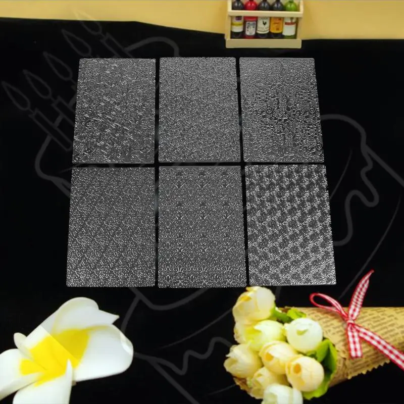 

6pcs Floral Texture Mat Cake Mold Plastic Texture Sheet Set Clear Sugar Craft Decoration Baking Tool Kitchen Suppliers Accessory