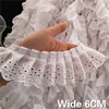 6CM Wide White 3D Cotton Folded Lace Embroidered Neckline Collar Applique Ribbon Ruffle Trim Dresses Guipure DIY Sewing Supplies ► Photo 1/5