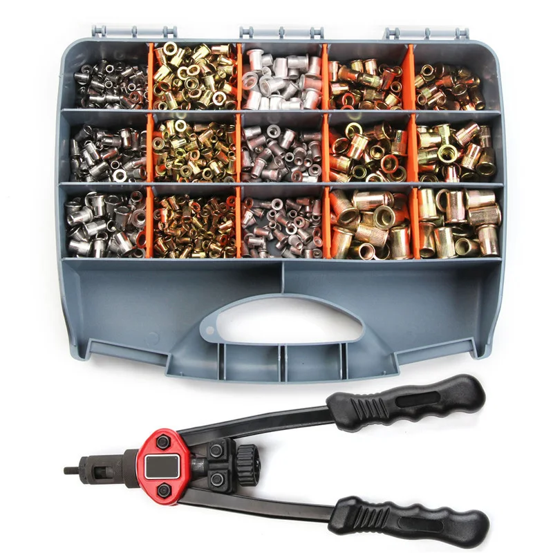 

900pcs Riveter Nut Rivet Gun Kit M3 M4 M5 M6 M8 M10 Threaded Nut Rive Household Repair Manual Hand Blind Rivet Tool