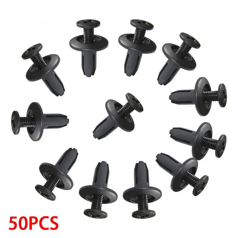 

50pcs Black Car Bumper Interior Trim Door Panels Fender Screw Universal Clip Fastener Auto Spare Parts For Toyota Honda