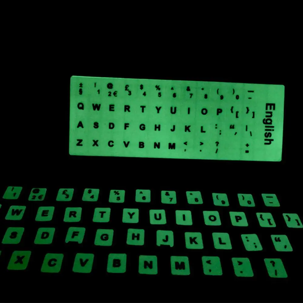 

Russian English Letters Fluorescent Optional Language Luminous Computer Laptop Keyboard Layout Sticker Protective Film