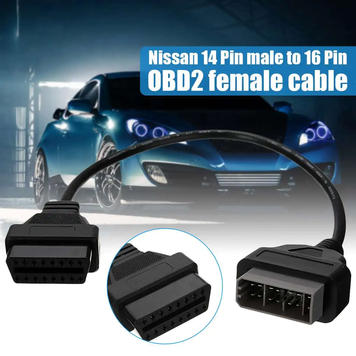 

OBD2 Cable Adapter For Nissan 14 Pin to OBD OBDII 16 Pin Female Diagnostic Cable Connector for Nissan 14Pin Adapter ODB2 Cable