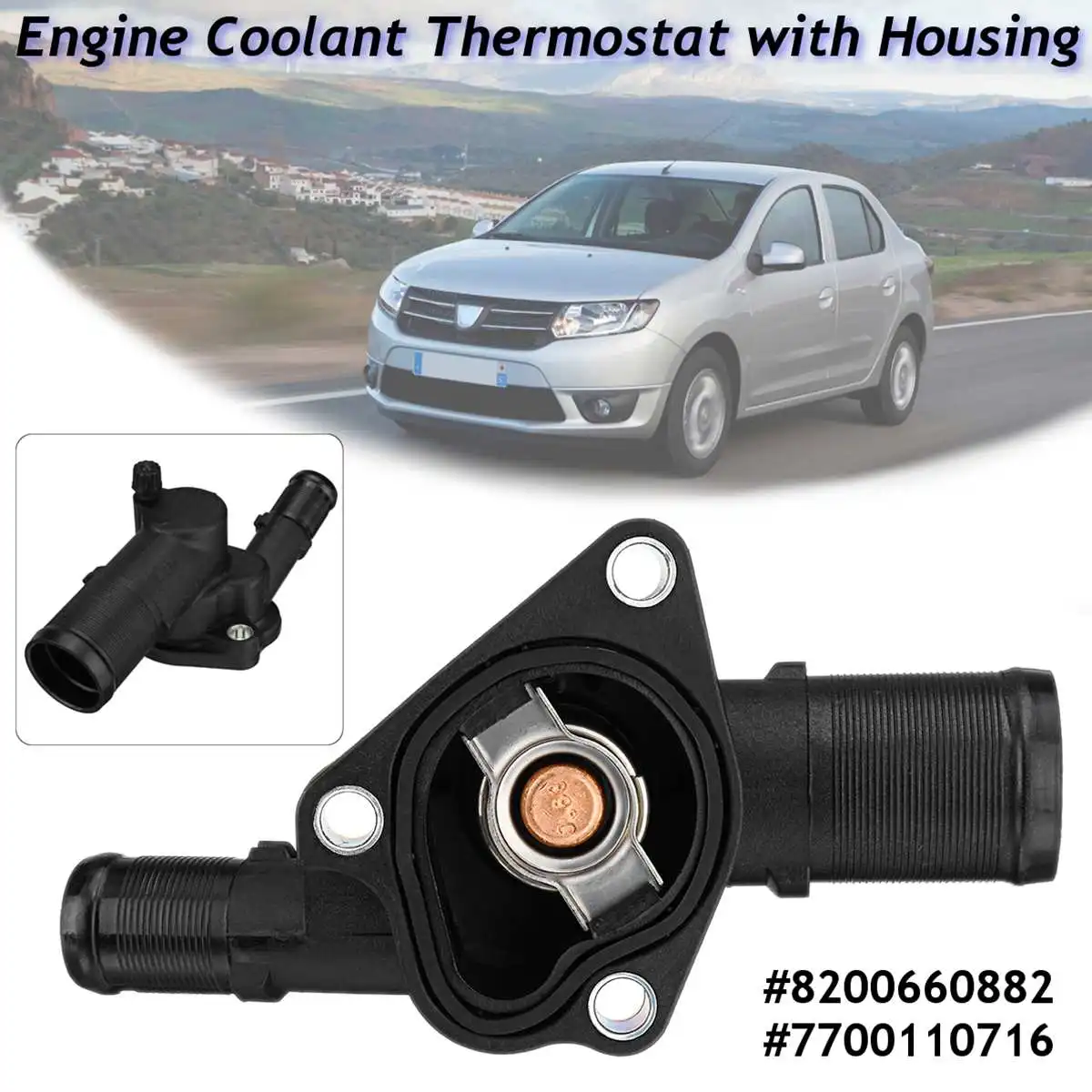 

For Renault Clio Kangoo Twingo For Dacia Logan Sandero For Nissan Kubistar 8200660882 Engine Coolant Thermostat with Housing