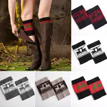 Женские вязаные зимние гетры с оленем, вязаный манжет для ботинок, вязаные ботиночки, носки для зимних модных зимних теплых