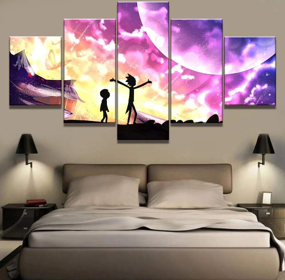 

5 Piece HD Print Rick And Morty Poster Paintings on Canvas Wall Art for Home Decorations Wall Decor Unique Gift Wall Picture