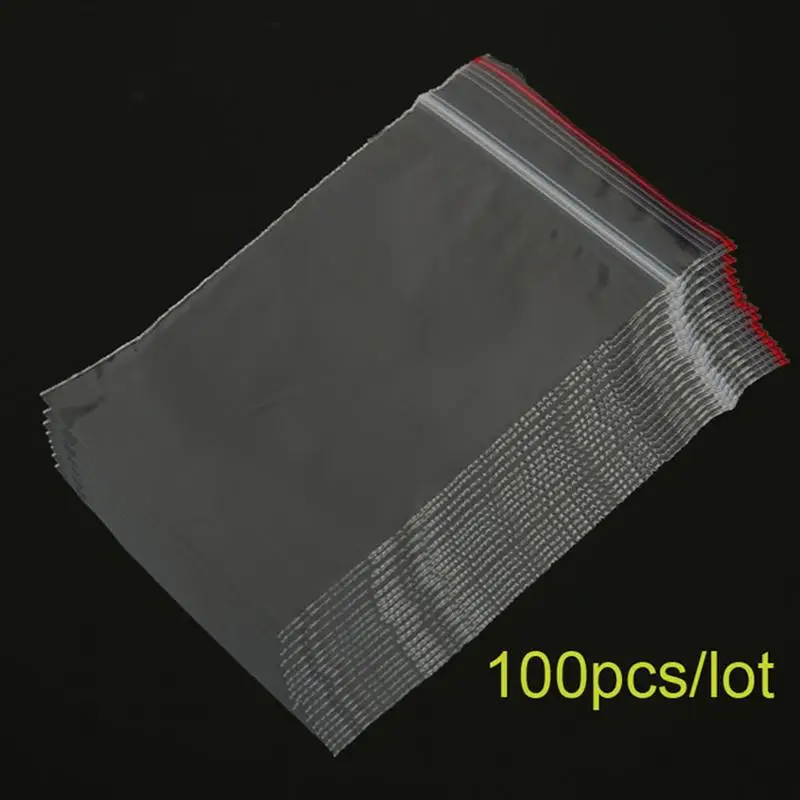 100 шт 12x17 см герметичные сумки на молнии из полиэстера прозрачные закрывающиеся