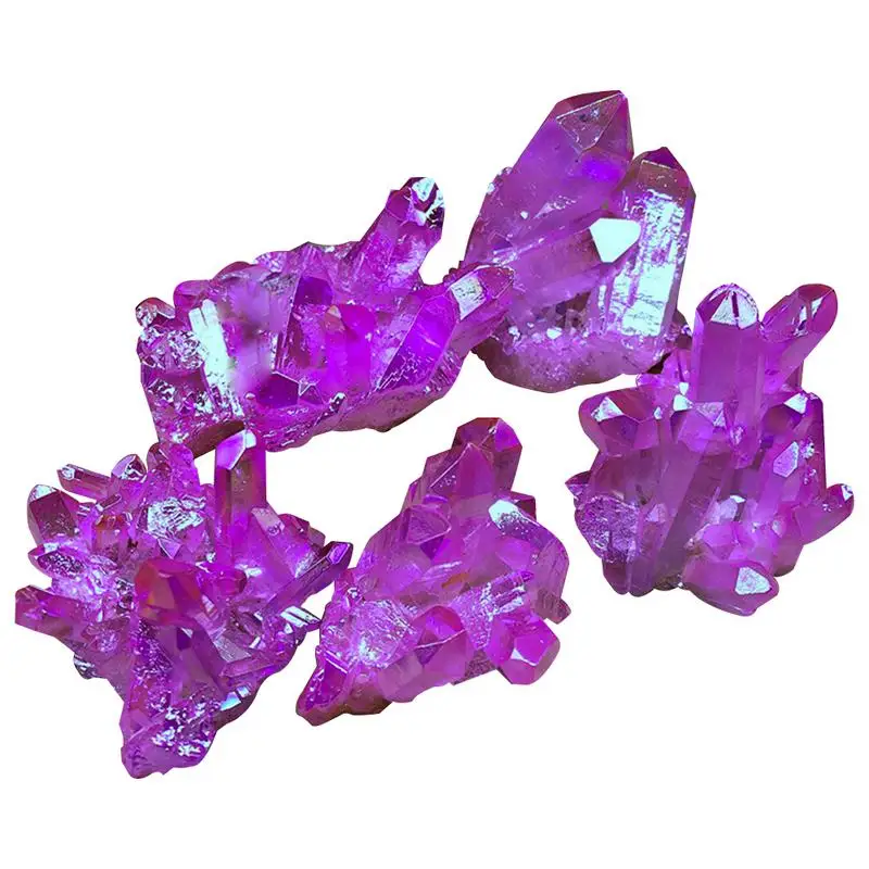 

AUGKUN 3-4 CM Electroplating Quartz Cluster Purple Blue Pink Green Multi-Color Single Pointed Quartz Cluster Crystal Decoration