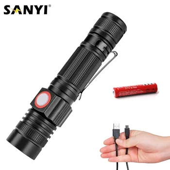 

LED XML T6 Flashlight USB Rechargeable 18650 Torch Zoomable Pocket Clip Light Tactical Lanterna Waterproof For Night Fishing