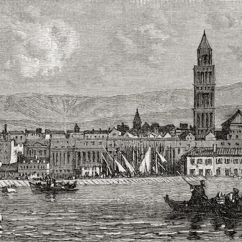 Сплит Хорватия в 19 веке. От El Mundo En La Mano опубликовано 1878. Постер (21x10) | Дом и сад