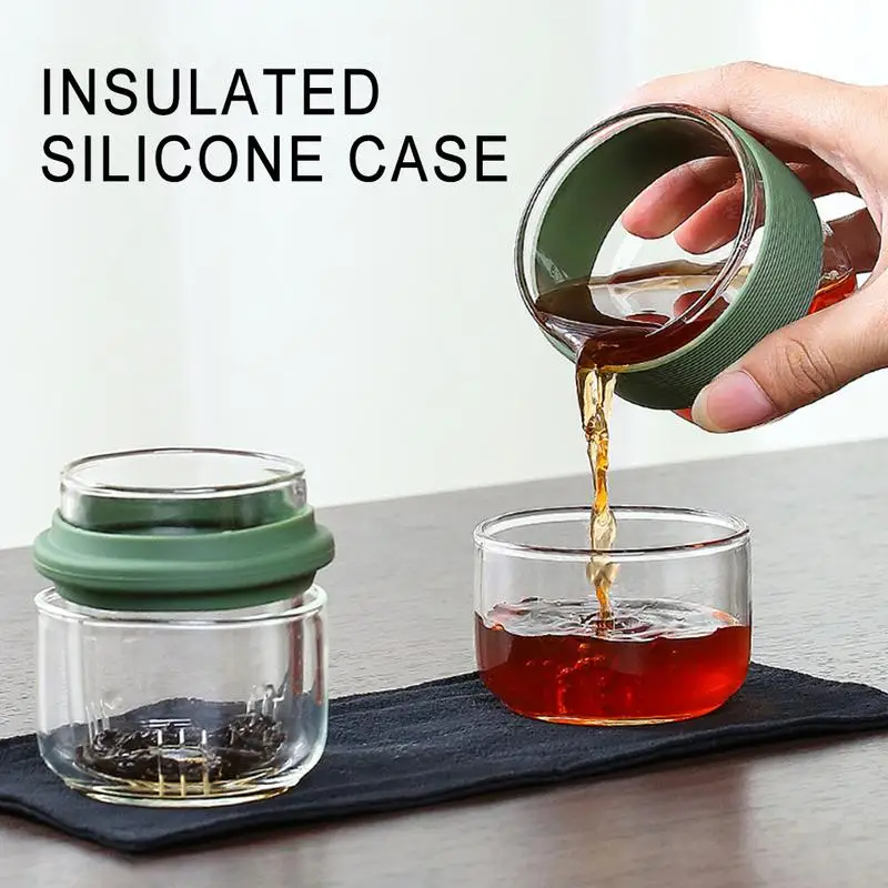 

Portable Glass Travel Tea Set Pot Two Cups Kung Fu Tea Cups Travel Tea Set Water Cup Easy To Carry