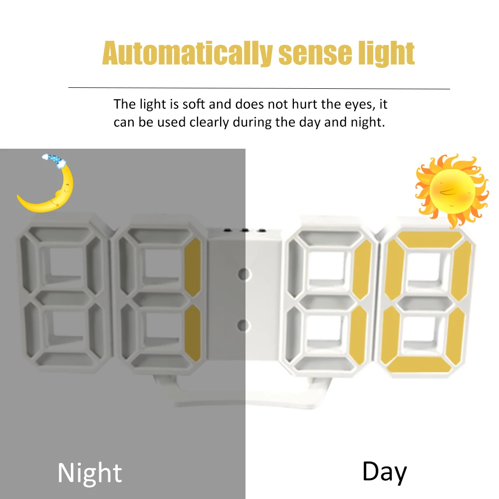 3D светодиодный модуль цифровых часов с ночным режимом регулировки яркости Электронный Настольный будильник Настенные светящиеся Подвесные часы