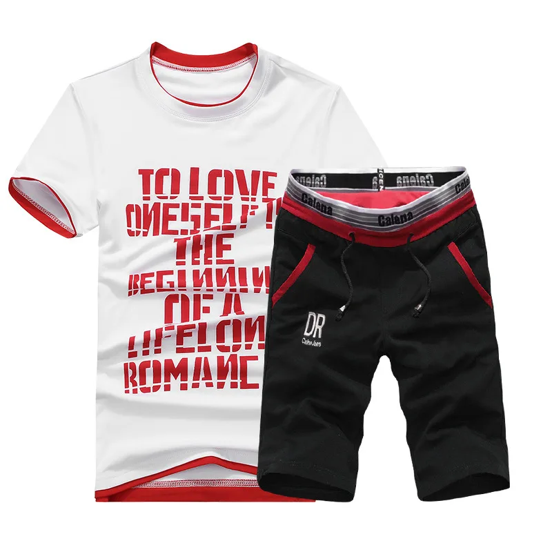 

Men's Activewear Set Letter Pattern Short Sleeve Cotton Blends Sports Wear Set