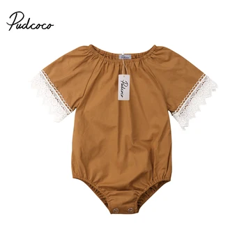 

0-24M Newborn Infant Baby Girls Lace Bodysuit Short Sleeve Jumpsuit Outfits Clothes Sunsuit