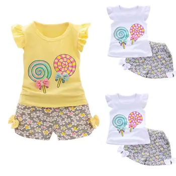 

Pudcoco Cute Newborn Baby Outfits Set Kids Infant Boys Girls Summer Cotton Short Sleeve Top T shirt+ Shorts 2PCS Kids Clothes
