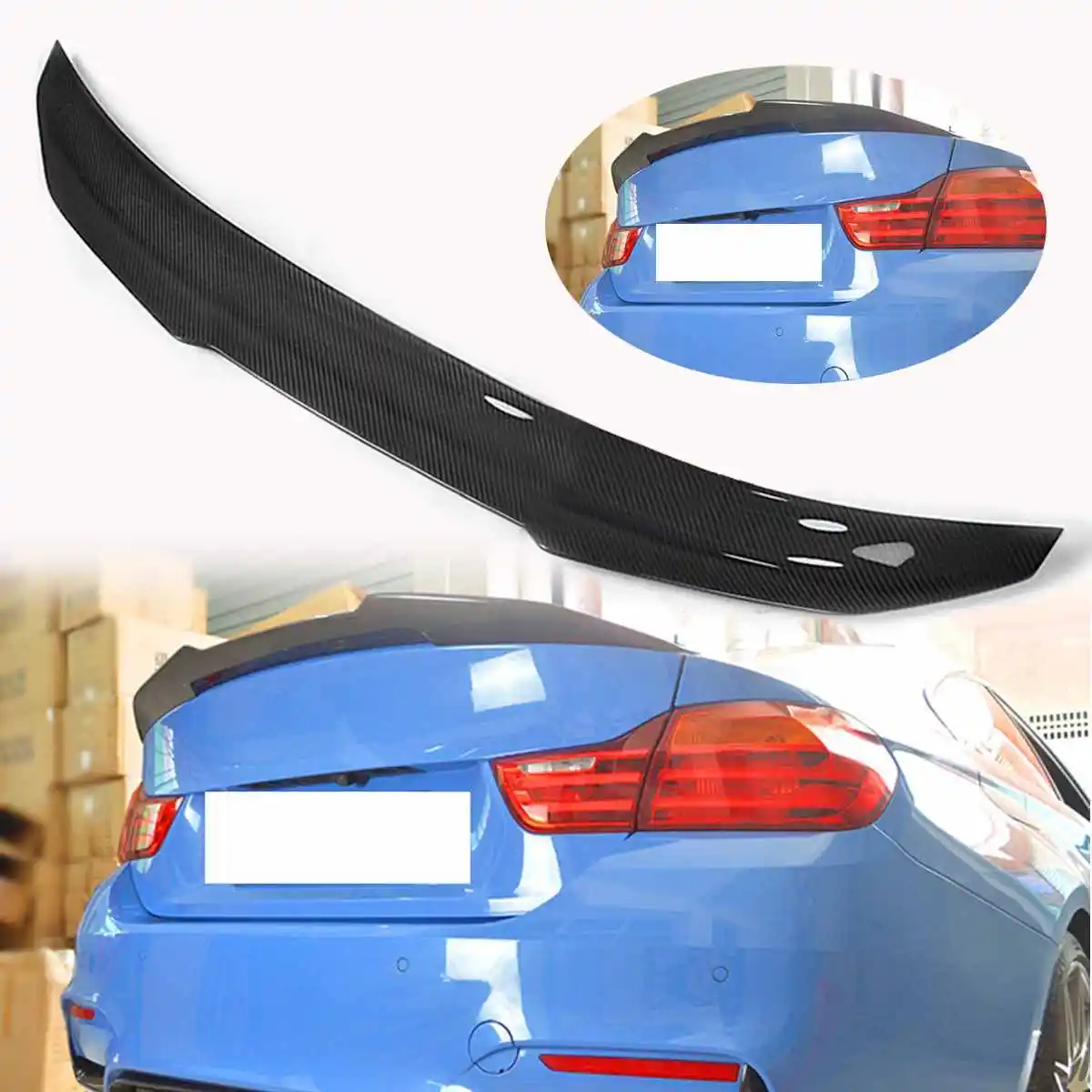 

Real Carbon Fiber Car Spoiler Wings Trunk Lid PSM Style High Kick Boot Wing Spoiler for BMW F82 M4 2 Door 2015-2019 Car styling