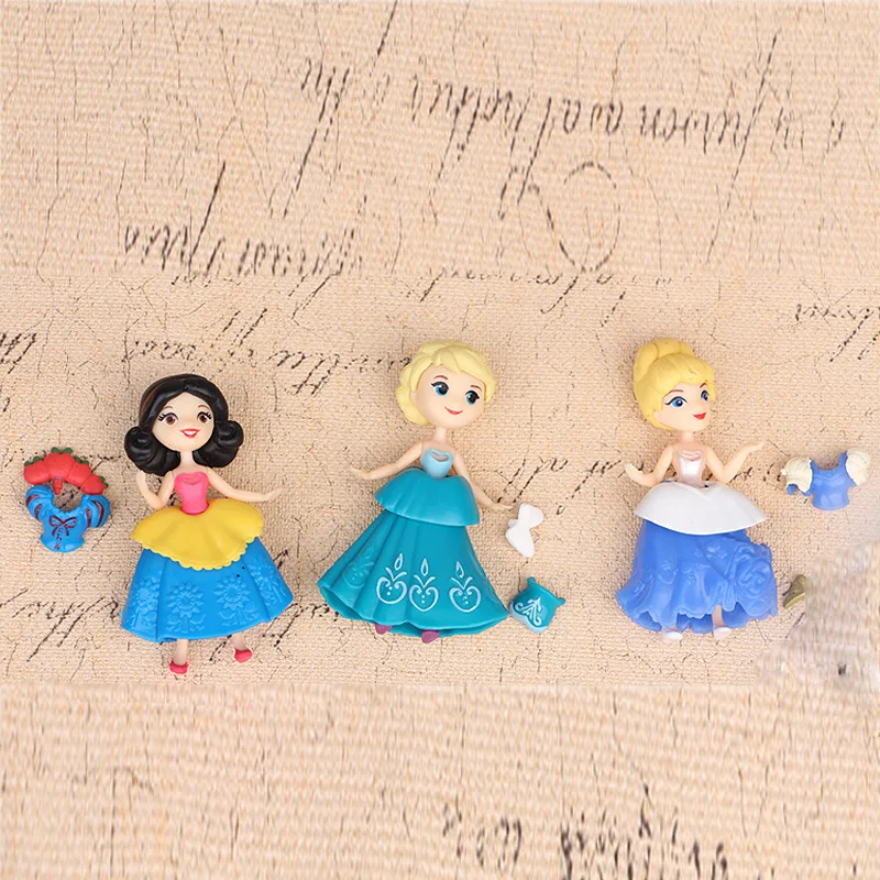 Disney Frozen Elsa Kids Personalized Gifts Snow Princess Belle Cinderella Car Doll Vinyl Girl Action Figures Toys for Children