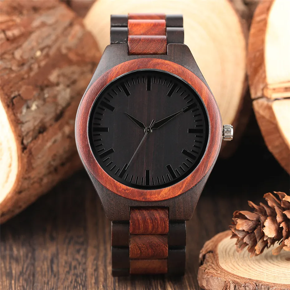 

Ultra-light Wooden Watch Mens Quartz Bangle Clock Man Simple Business Fashion Wrist Watch Pure Wood Design Hour Gifts for Male
