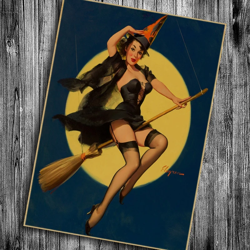 

Print Picture sexy girl vintage Poster retro Kraft Paper for cafe bar pub paper living room decoration Wall Sticker free ship