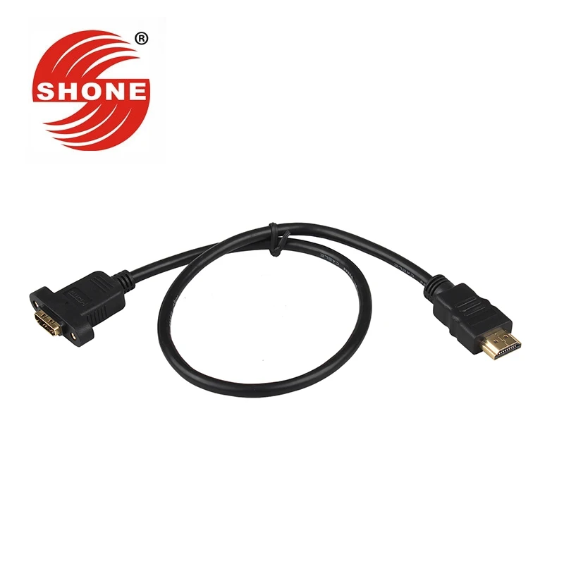 Кабель-удлинитель HDMI штекер-гнездо с ушным отверстием для винта может быть
