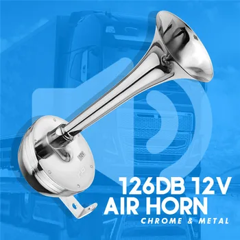 

Hot Sell All Metal 12V 126DB Super Loud Electric Air Horn Chrome Tracheal with Bracket for Car truck Boat motorcycle