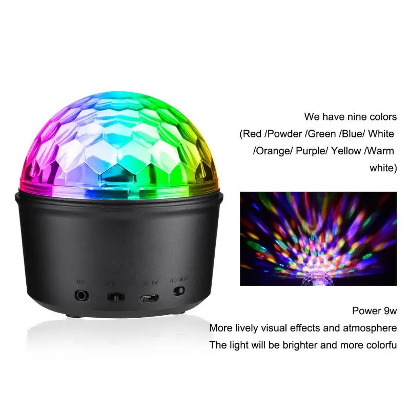 9 Вт RGB светодиодный светильник шар для дискотеки Bluetooth музыкальный динамик плеер