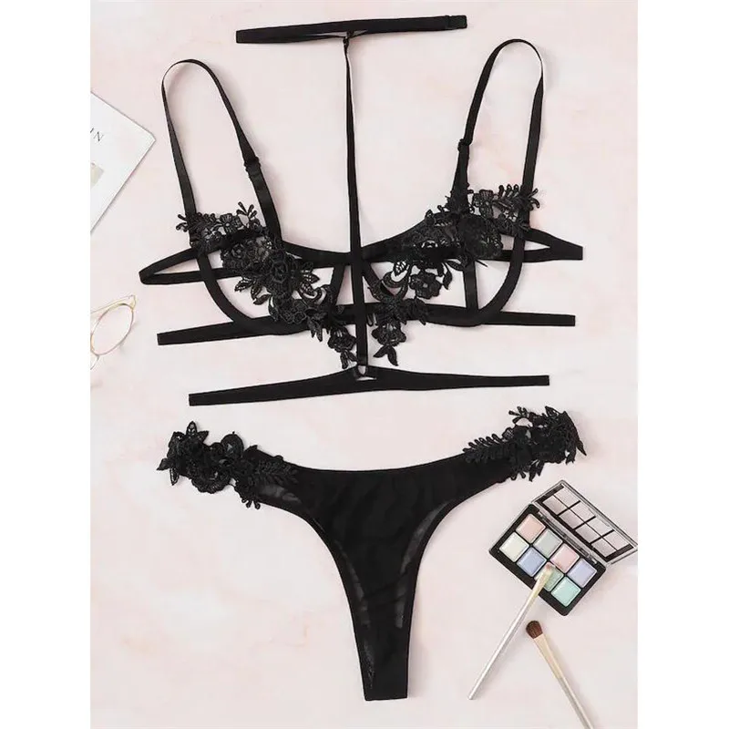 

Womens Sexy lingerie porno open bra Underwear exotic apparel hollow out Top G-string Nightwear transparente micro bikini extreme