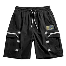 Для мужчин летняя модная свободная посадка в стиле «хип-хоп» Штаны для бега карго шорты с несколькими карманами, из кусков, Для Мужчин Тренировки шнурком шорты в уличном стиле Для мужчин