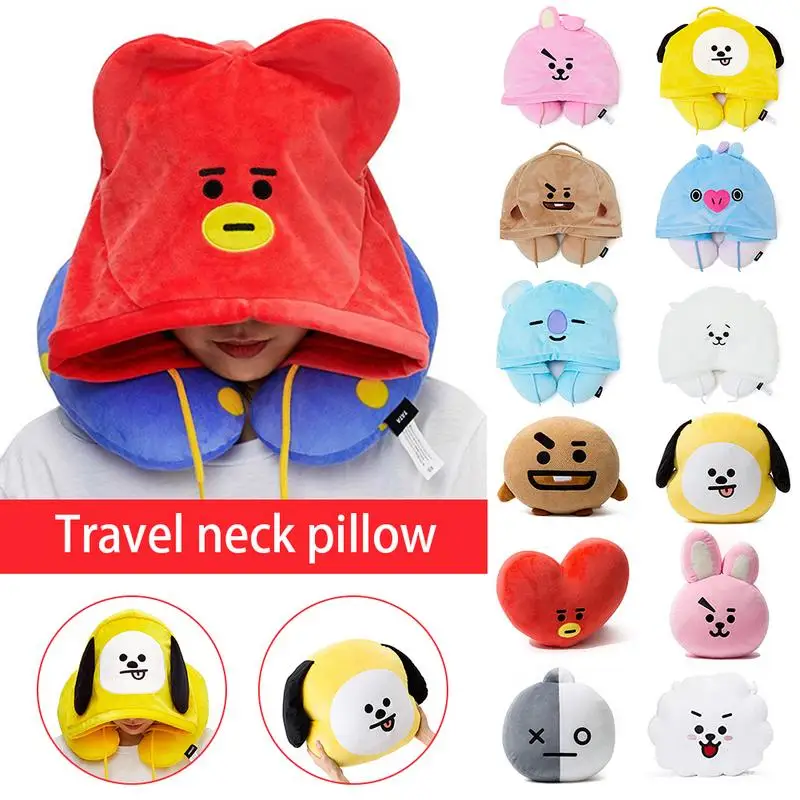 

U-shaped Pillows Travel Outdoor Portable Pillow Neckrest Travel Folding Slow Rebound Train Plane Office Travel Hooded Pillows