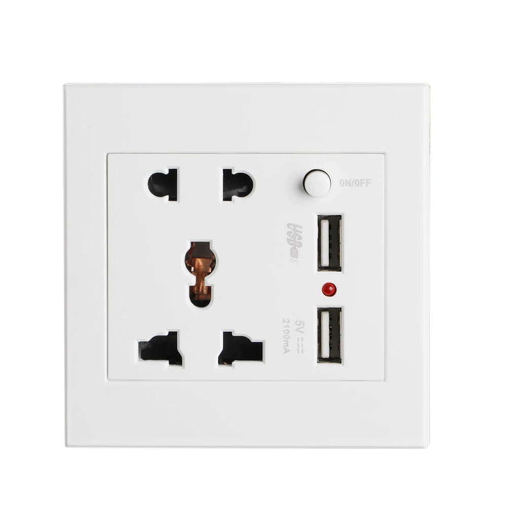 

Receptacle Power Adapter Port Charger Anti Impact Easy Install Dual USB Wall Socket Outlet Panel Home Fittings