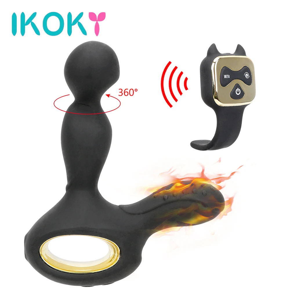 Анальный силиконовый вибратор IKOKY 5 скоростей вращения + 10 беспроводной