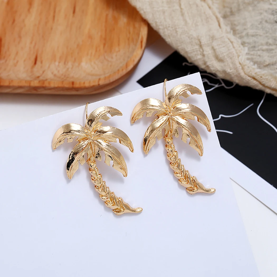 

Beach Vacation Earrings Big Drop Women Earrings Coconut Palm Alloy Charm Earrings Coconut Tree Earrings Stylish Girl Pendants