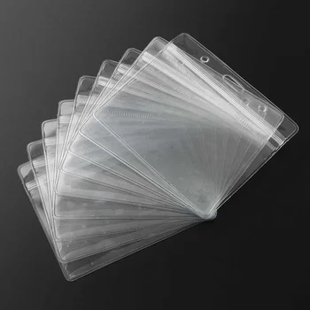 

Plastic 10Pcs/set Transparent Plastic Card ID Badges Holder Horizontal With Zip-Lock Top Badge Holder Accessories