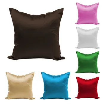 

Simple Satin Silk Solid Color Throw Pillow Case Chair Waist Cushion Mat Home Bedroom 45*45cm Pillowcase 19