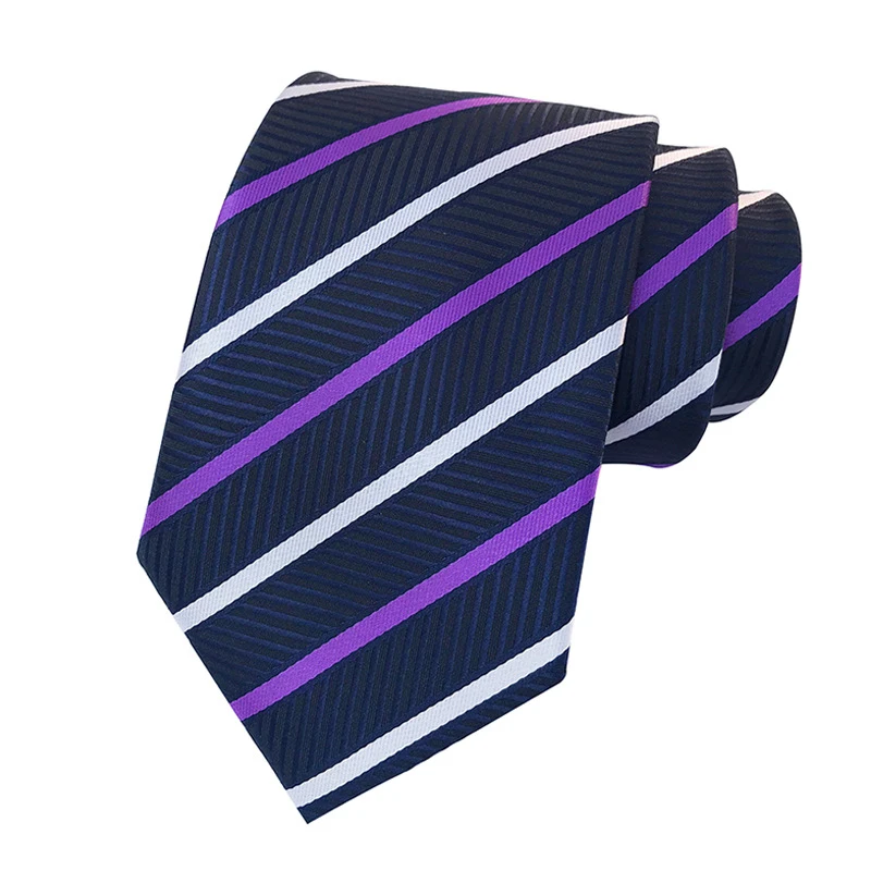 

High quality fashion new striped dark jacquard polyester silk tie Dress business casual geometric men's adult tie