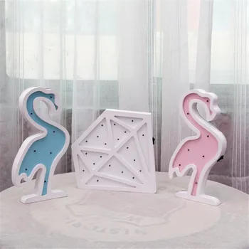 

INS Wooden Flamingo Baby Light Nordic LED Night Light Children Originality Decorative Lights cartoon Flamingo Home Decoration