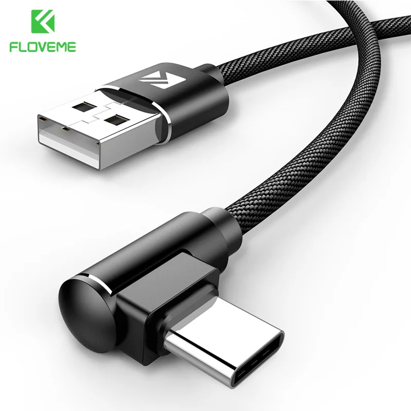 

FLOVEME 90 Degree Type C Cable For Xiaomi Mi 8 Fast Charging USB Type C Data Cable For Samsung S8 S9 Plus S10 S10E Charger Cord