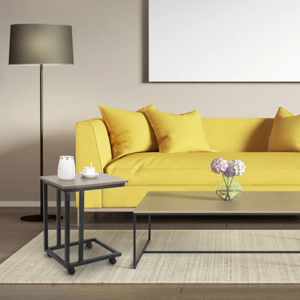 New Creative C-shape Laptop Computer Desk Bedside Sofa Table Removable Coffee Tea Desltop With Wheels for Home Funiture HWC