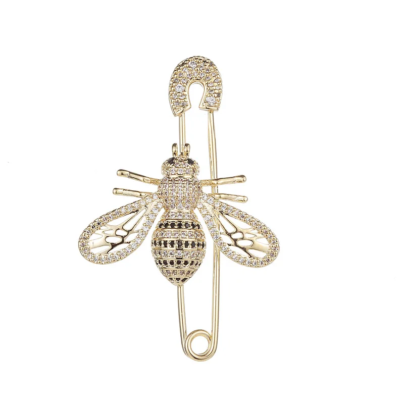 

All Match Luxurious Full Crystal Gold Bee Brooches Female Shiny Hollow Bee Brooch Pin For Coat Scarf Fine Jewelry