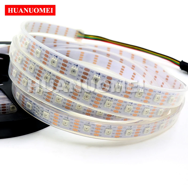

APA107 5050 SMD RGB Strip Addressable 60leds/m Led Pixels ambilight TV light 5m/roll 16.5ft DC5V Waterproof IP67 White/Black PCB