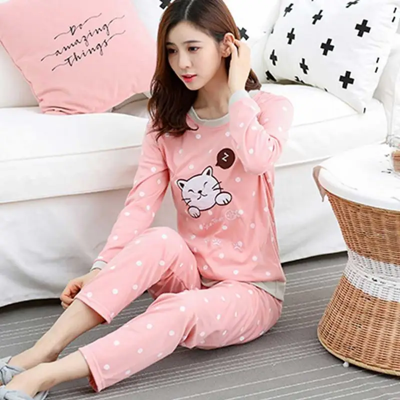 Ladies Spring Autumn Sleep Suit Sets Women