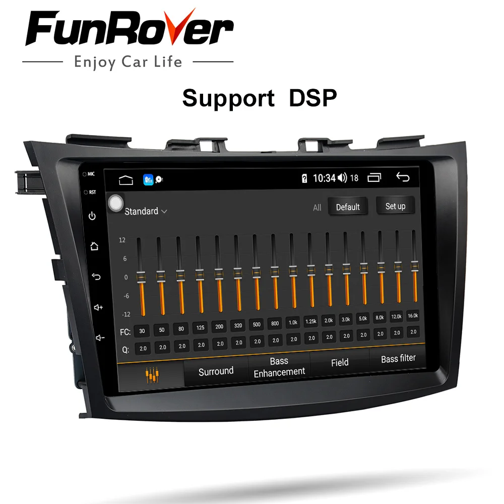 Top Funrover android 9.0 4G+64G Car dvd for Suzuki Swift 2011 2012 2013 2014 2015 car radio audio video gps stereo DSP 2.5D RDS BT 4