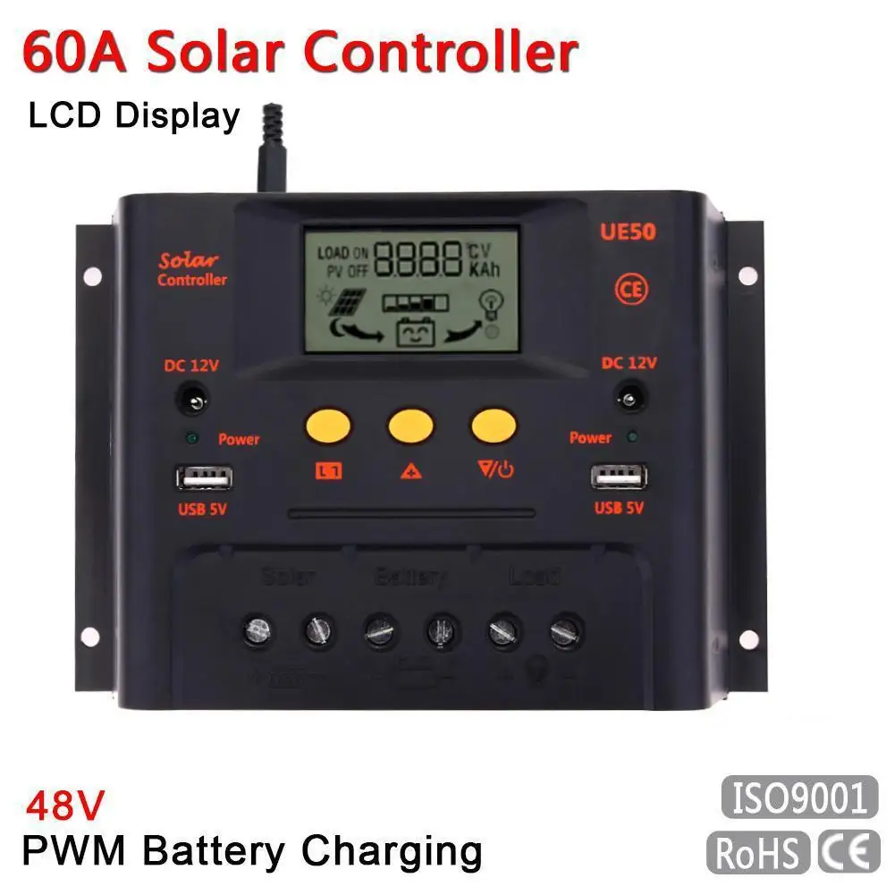 

Intelligent 60A LCD PWM Solar Panel Charge Controller 48V Battery Regulator